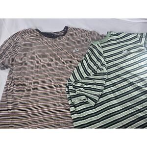 Lot of 2 Lost Striped T-Shirts Men’s Size L & XL Skate Surf Streetwear Logo Tees